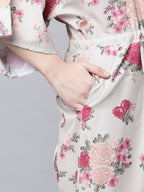 Ahalyaa Womens Beige Crepe Digital Floral Print Jumpsuit | Grocsy