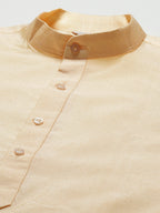 Jompers Men's Golden Dupion Silk Kurta with Churidar & Nehru Jacket ( Blue ) | Grocsy