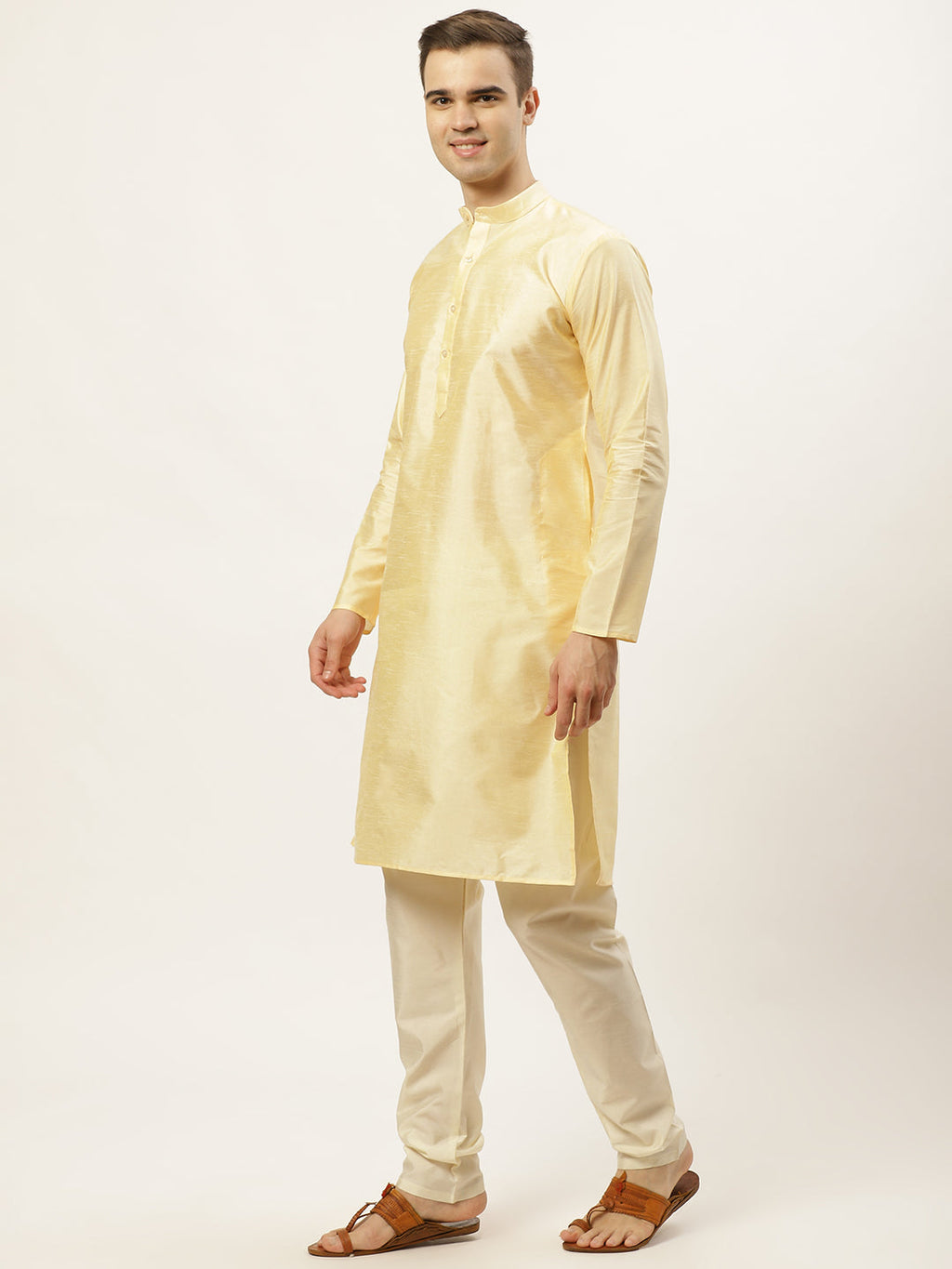 Jompers Men's Woven Design Nehru Jacket and Kurta Pyjama Set - Green | Grocsy