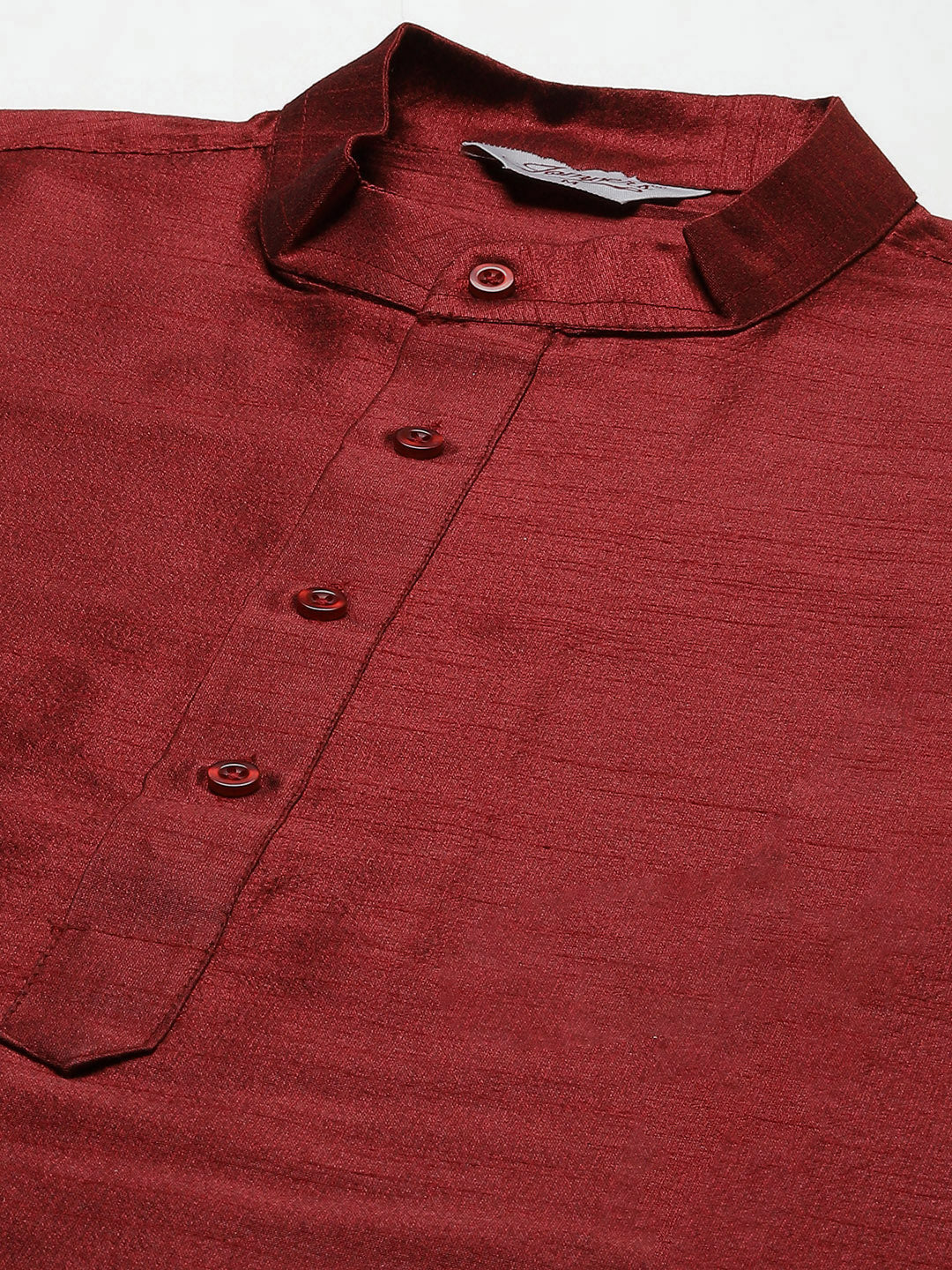 Jompers Men's Solid Dupion Kurta Pajama with Printed Nehru Jacket (White & Maroon) | Grocsy