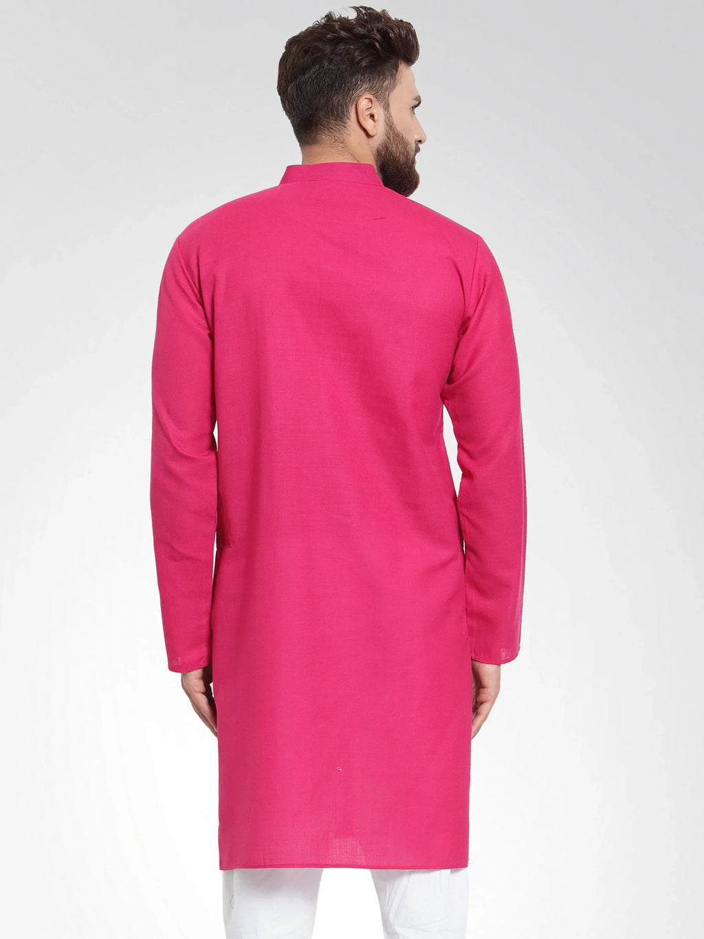 Jompers Men's Pink & White Solid Kurta Only | Grocsy