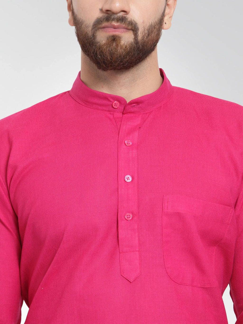 Jompers Men's Pink & White Solid Kurta Only | Grocsy
