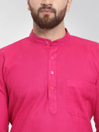 Jompers Men's Pink & White Solid Kurta Only | Grocsy