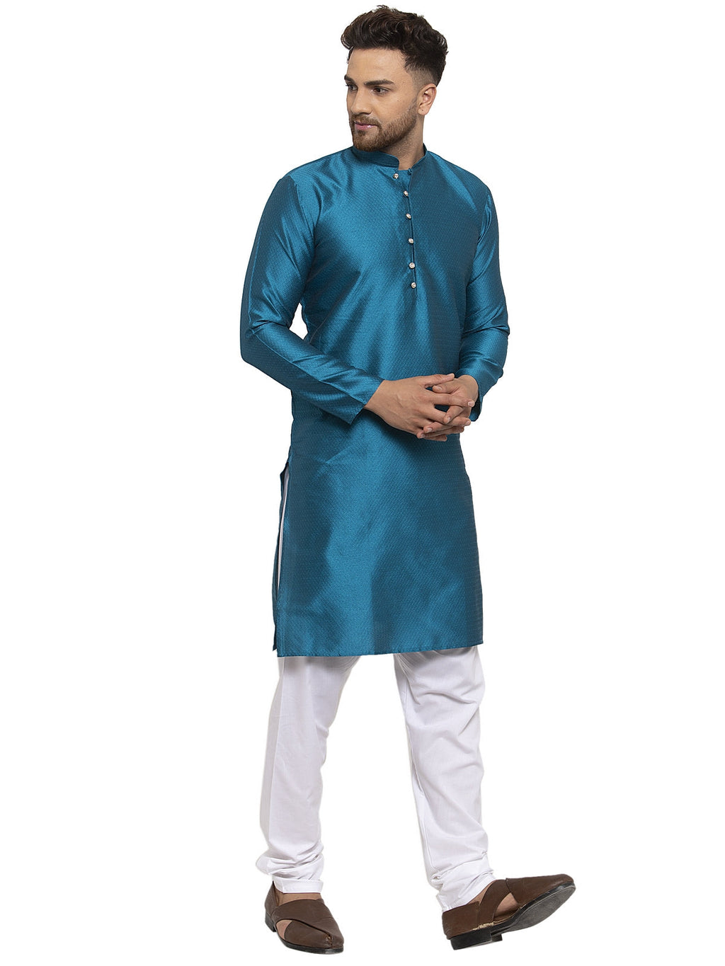 Jompers Men's Peacock Jacquard Kurta Payjama Sets | Grocsy