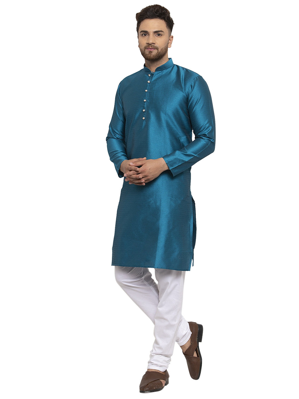 Jompers Men's Peacock Jacquard Kurta Payjama Sets | Grocsy