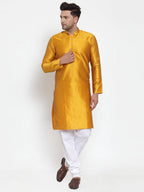Jompers Men's Yellow Jacquard Kurta Payjama Sets | Grocsy