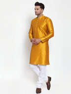 Jompers Men's Yellow Jacquard Kurta Only | Grocsy