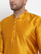Jompers Men's Yellow Jacquard Kurta Payjama Sets | Grocsy