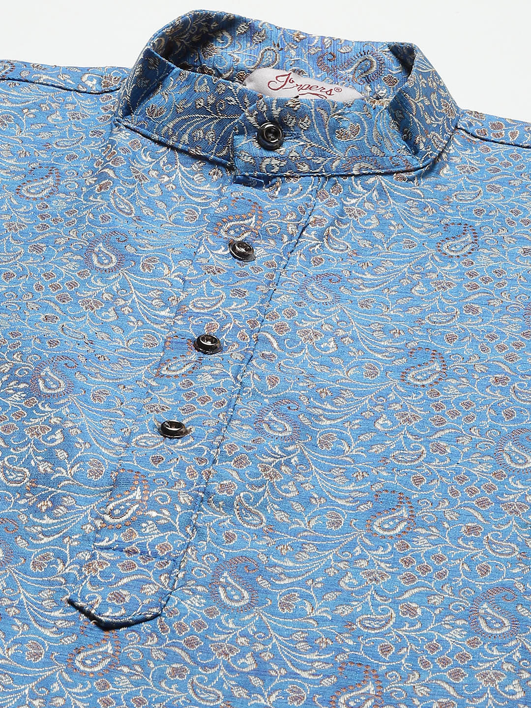 Jompers Men's Blue Printed Jacquard Kurta Payjama Sets | Grocsy
