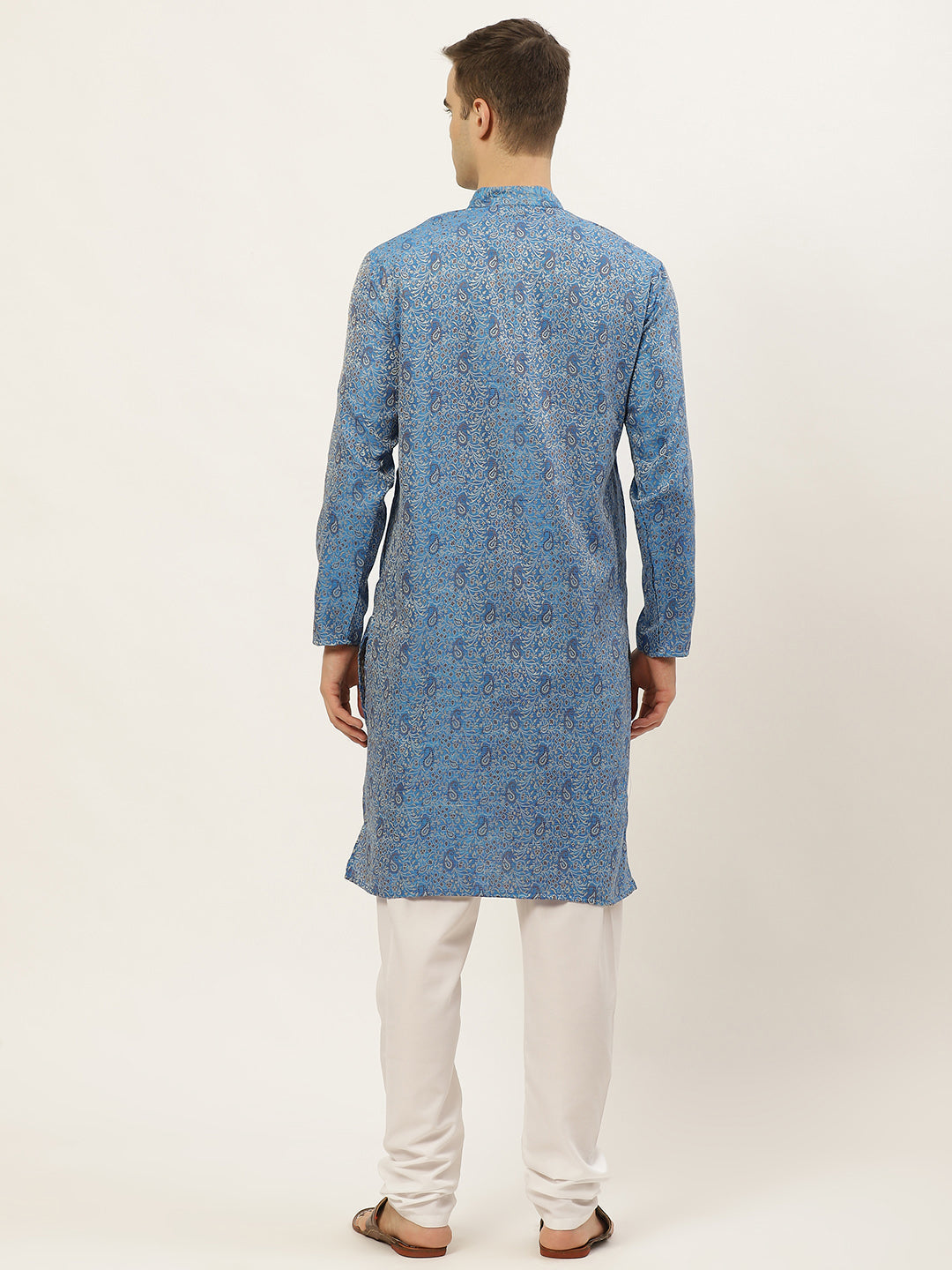 Jompers Men's Blue Printed Jacquard Kurta Only | Grocsy