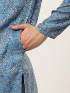 Jompers Men's Blue Printed Jacquard Kurta Only | Grocsy