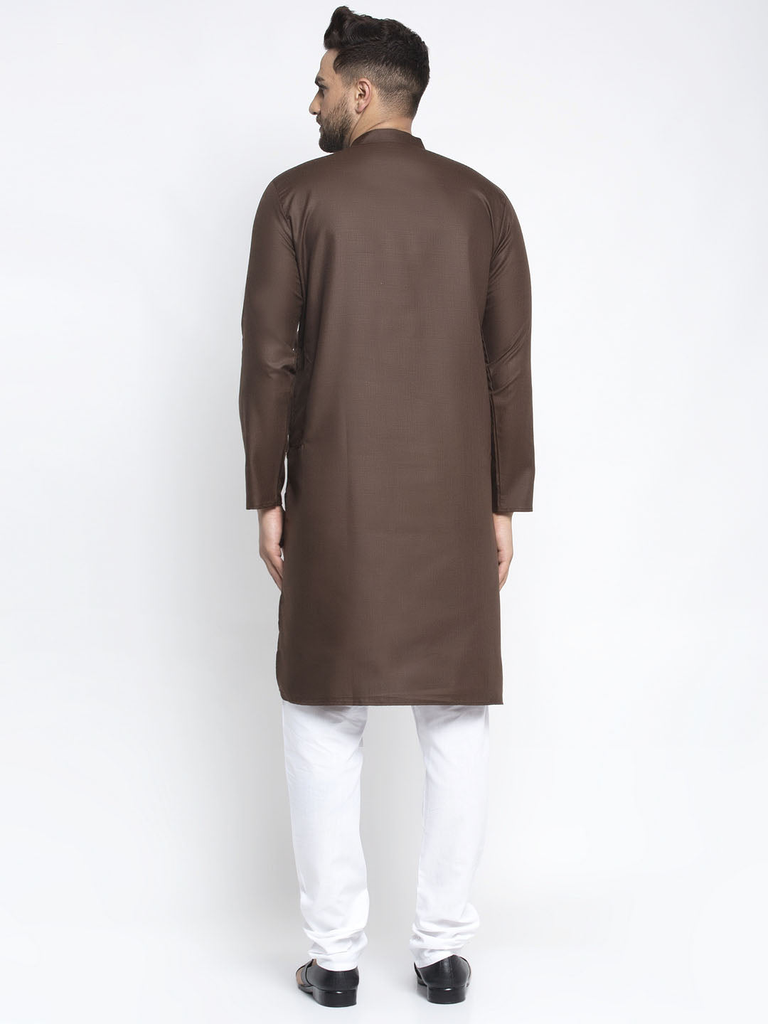 Jompers Men's Coffee Cotton Solid Kurta Payjama Sets | Grocsy