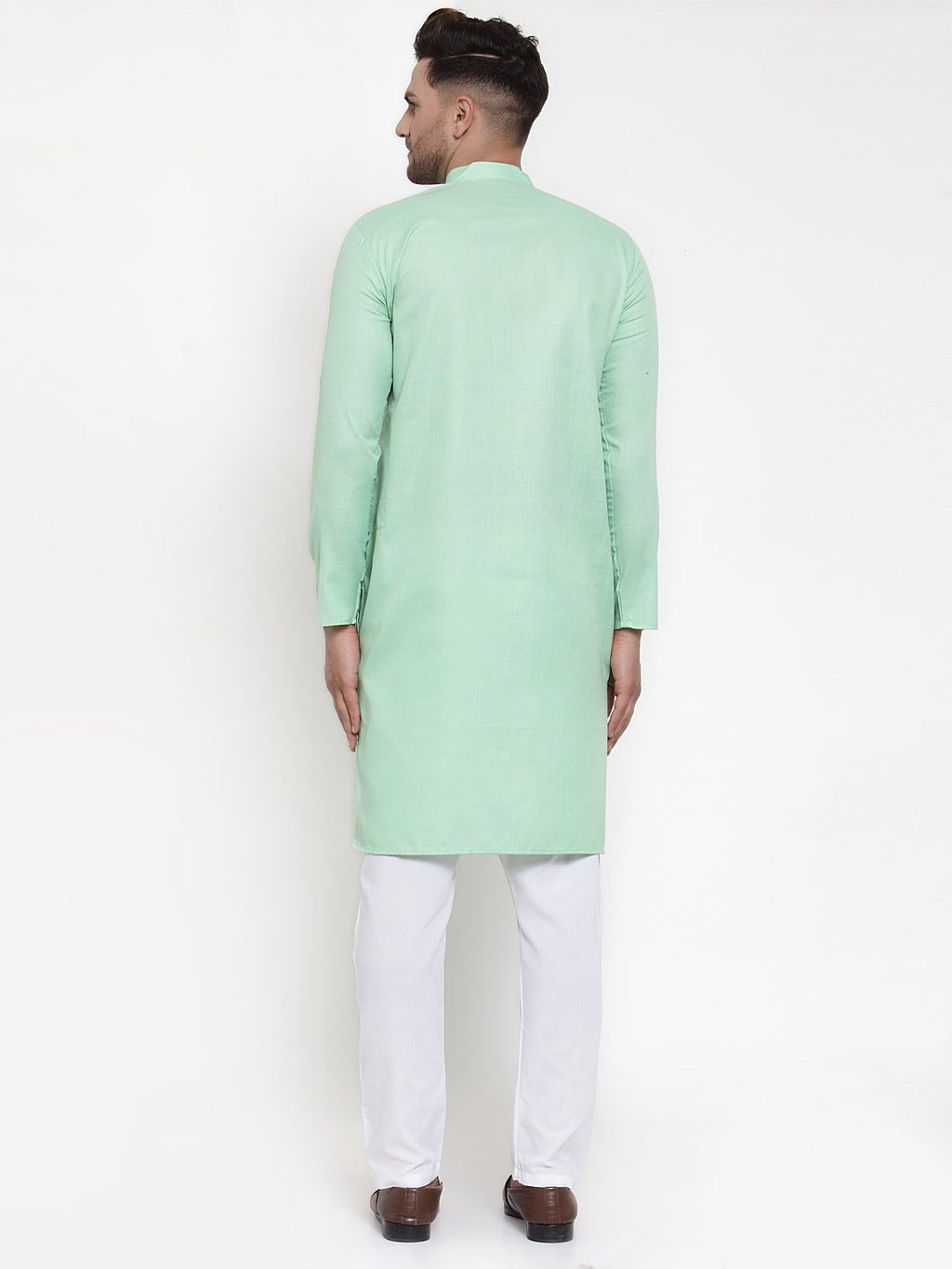 Jompers Men Green & White Solid Kurta Only | Grocsy
