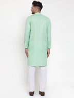 Jompers Men Green & White Solid Kurta Only | Grocsy