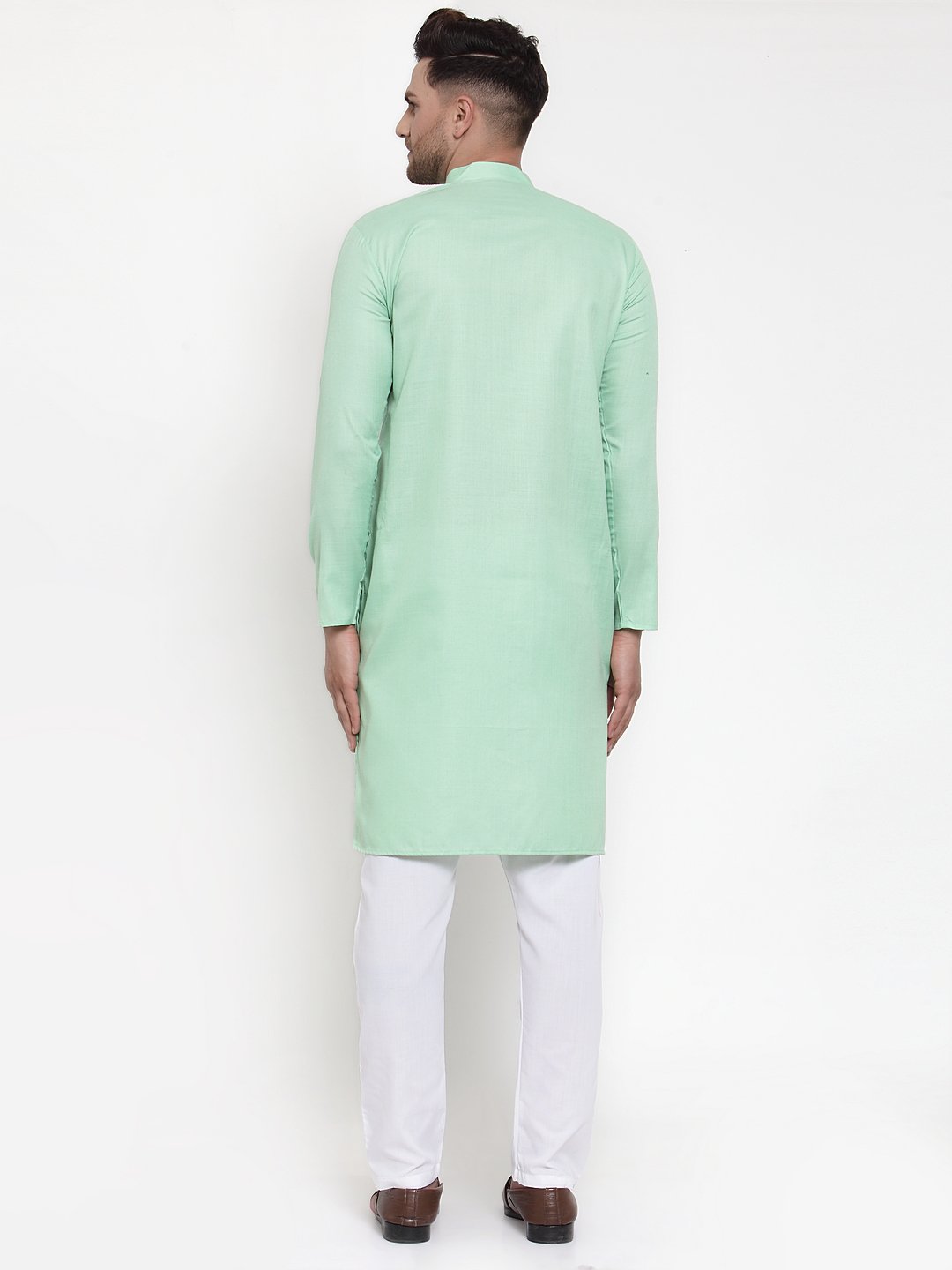Jompers Men Green & White Solid Kurta Only | Grocsy