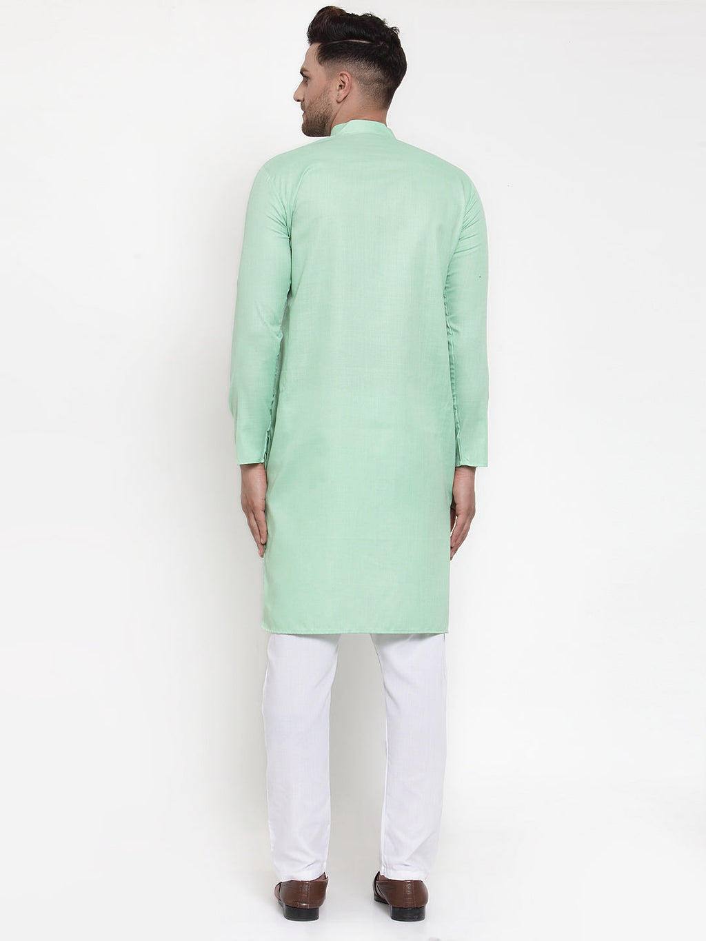 Jompers Men Green & White Solid Kurta with Churidar | Grocsy