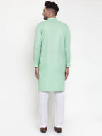 Jompers Men Green & White Solid Kurta with Churidar | Grocsy