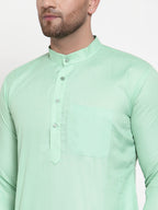 Jompers Men Green & White Solid Kurta with Churidar | Grocsy
