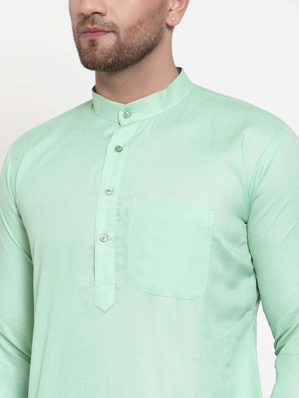 Jompers Men Green & White Solid Kurta with Churidar | Grocsy