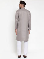 Jompers Men Grey & White Solid Kurta Only | Grocsy