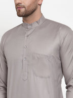 Jompers Men Grey & White Solid Kurta Only | Grocsy