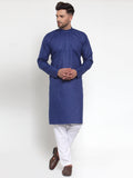 Jompers Men Royal-Blue & White Solid Kurta with Churidar | Grocsy