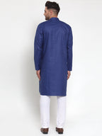 Jompers Men Royal-Blue & White Solid Kurta with Churidar | Grocsy