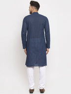 Jompers Men Blue Cotton Printed Kurta Only | Grocsy
