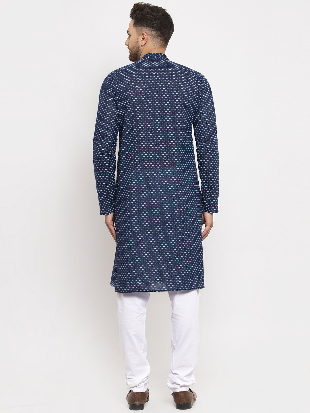 Jompers Men Blue Cotton Printed Kurta Only | Grocsy
