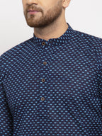 Jompers Men Blue Cotton Printed Kurta Only | Grocsy