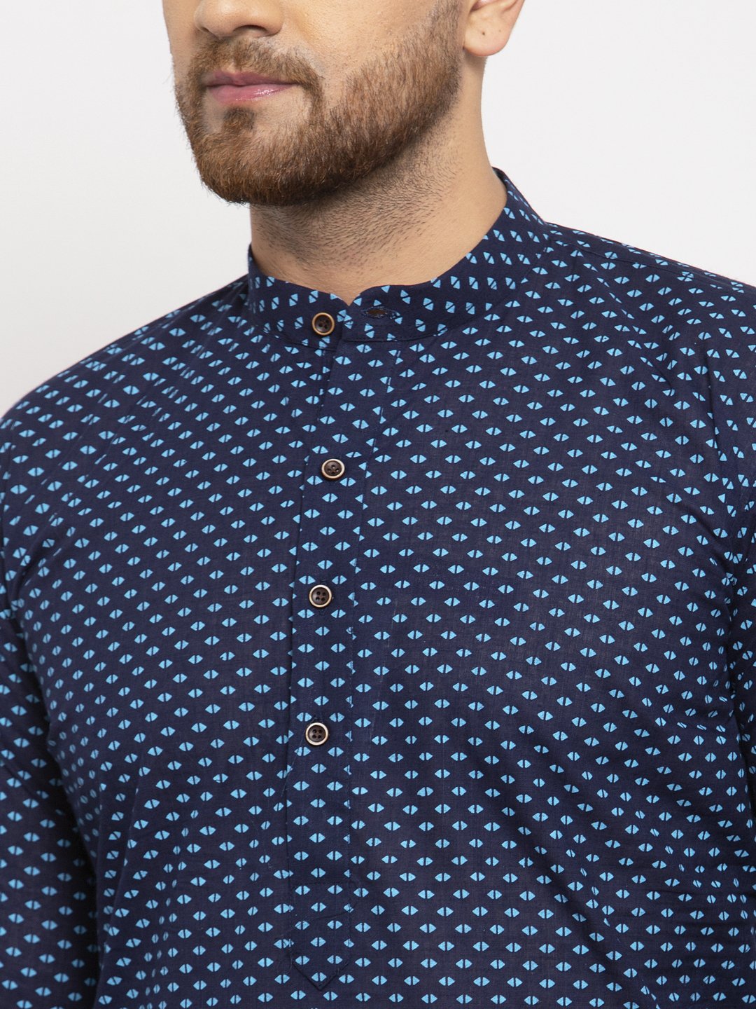 Jompers Men Blue Cotton Printed Kurta Only | Grocsy