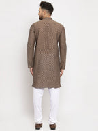 Jompers Men Grey Cotton Printed Kurta Only | Grocsy