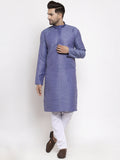 Jompers Men Blue Embroidered Kurta with Pyjamas | Grocsy