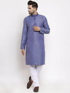 Jompers Men Blue Embroidered Kurta Only | Grocsy