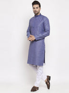 Jompers Men Blue Embroidered Kurta Only | Grocsy