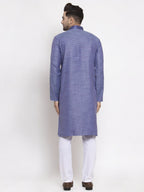 Jompers Men Blue Embroidered Kurta Only | Grocsy