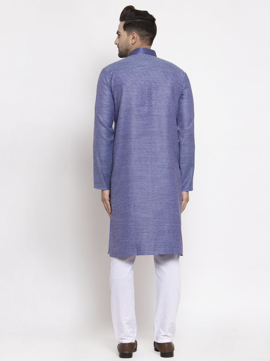 Jompers Men Blue Embroidered Kurta with Pyjamas | Grocsy