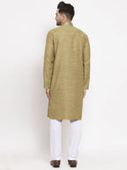 Jompers Men Olive Green Embroidered Kurta Only | Grocsy