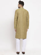 Jompers Men Olive Green Embroidered Kurta with Pyjamas | Grocsy