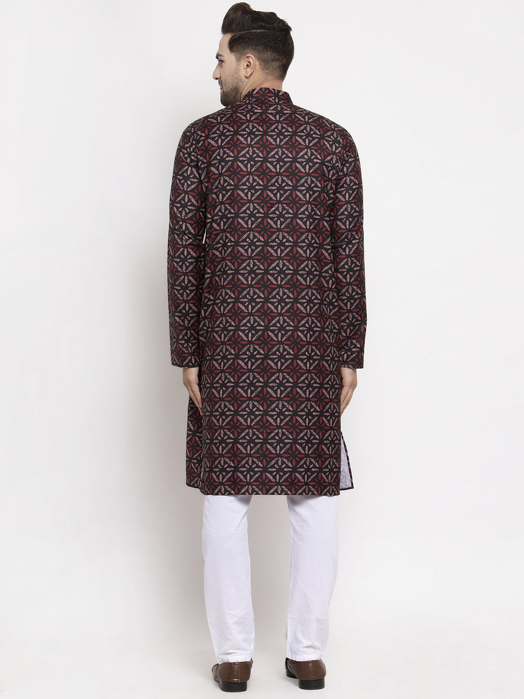 Jompers Men Brown Printed Kurta with Churidar | Grocsy