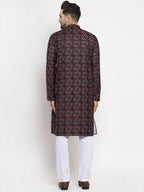 Jompers Men Brown Printed Kurta Only | Grocsy