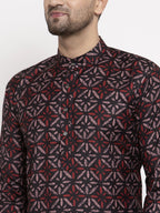 Jompers Men Brown Printed Kurta Only | Grocsy
