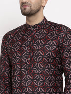 Jompers Men Brown Printed Kurta with Churidar | Grocsy