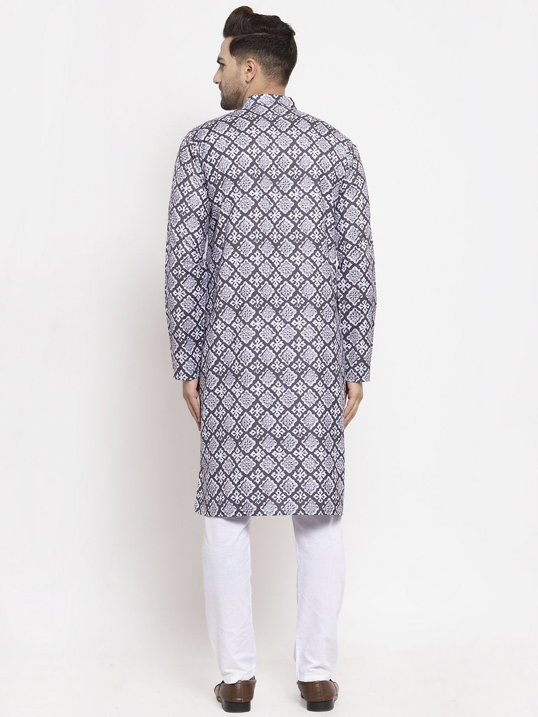 Jompers Men Blue & White Printed Kurta Only | Grocsy