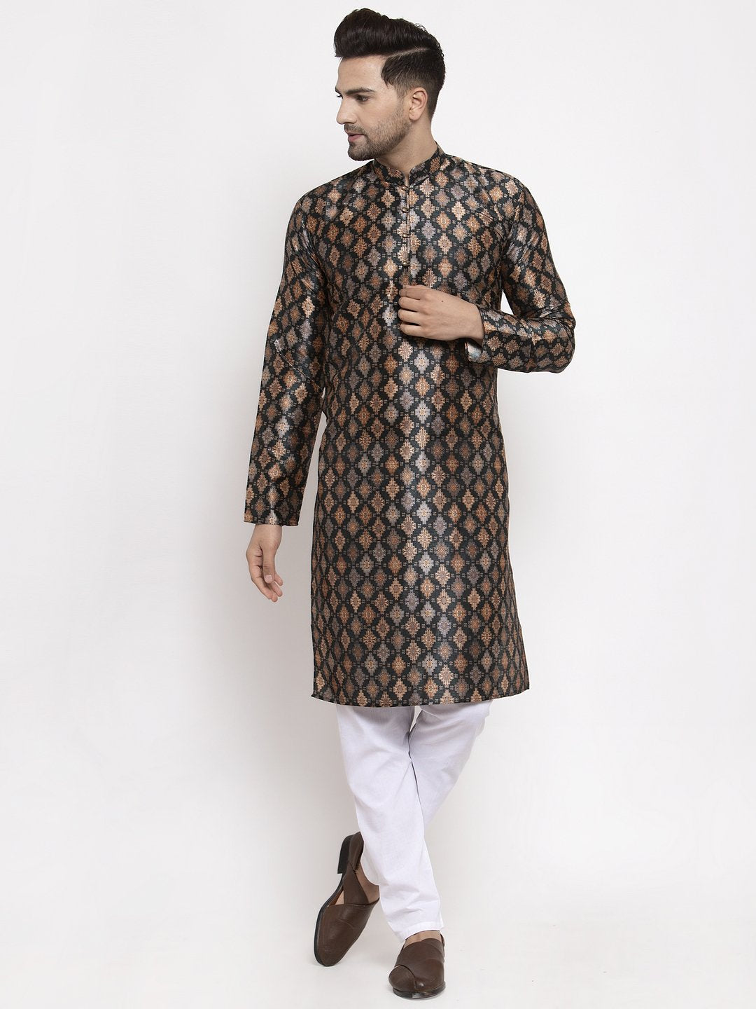 Jompers Men Black Printed Kurta Only | Grocsy