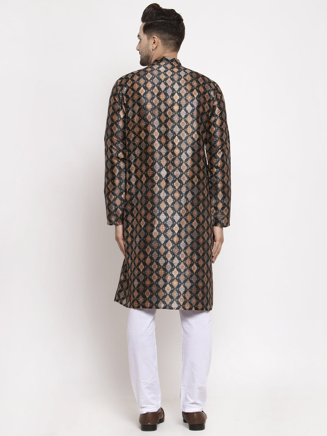 Jompers Men Black Printed Kurta with Pyjamas | Grocsy