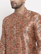 Jompers Men Golden Printed Kurta with Pyjamas | Grocsy