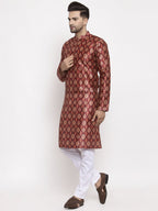 Jompers Men Maroon Printed Kurta Only | Grocsy