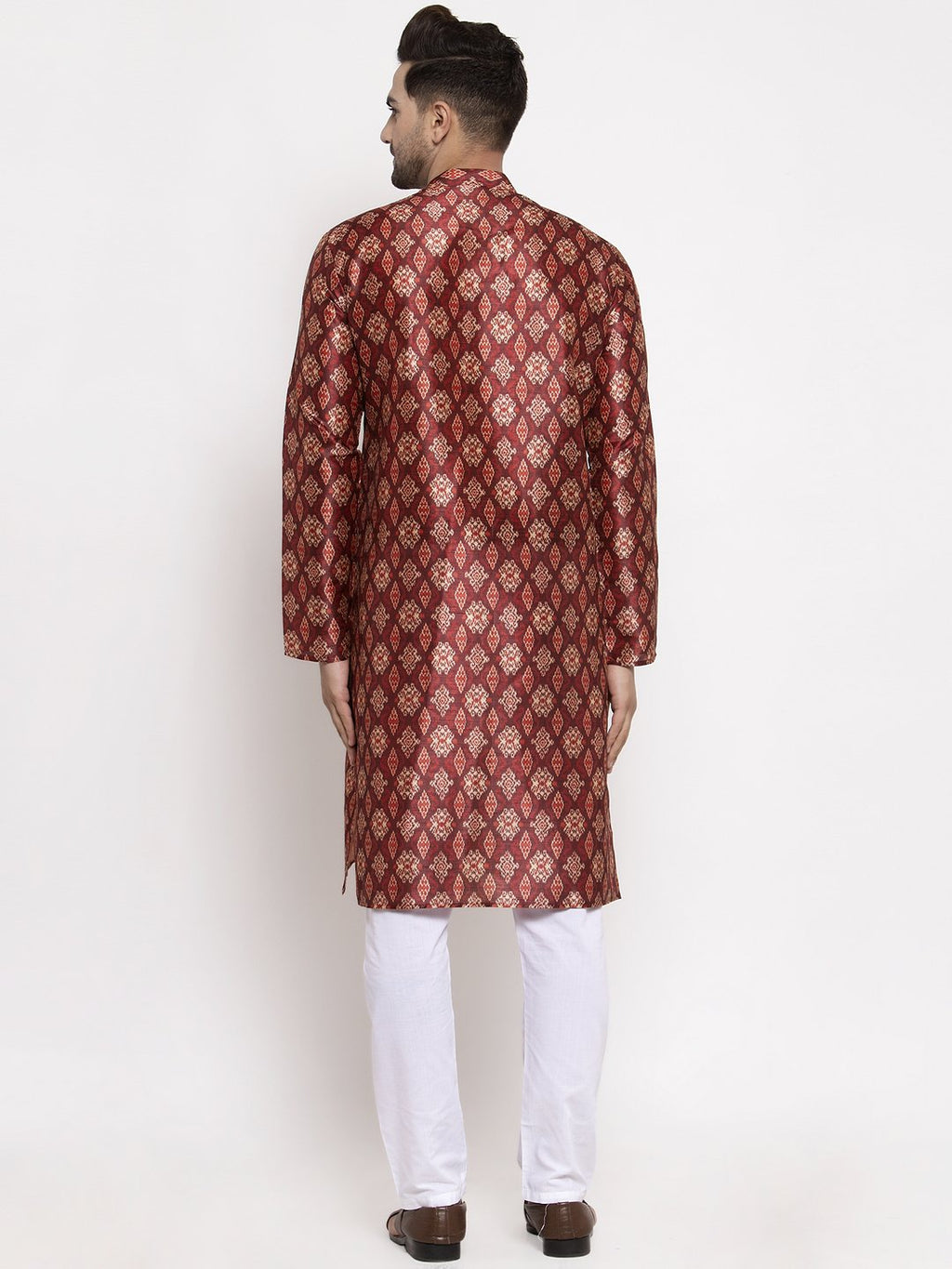 Jompers Men Maroon Printed Kurta Only | Grocsy