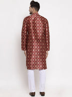 Jompers Men Maroon Printed Kurta Only | Grocsy